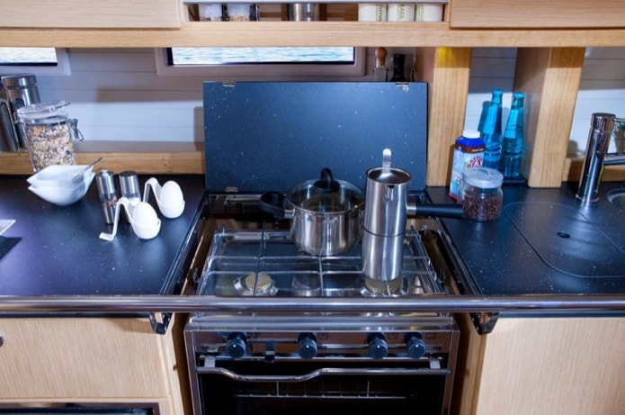 Cooking facilities available on the yacht on a private yacht charter.