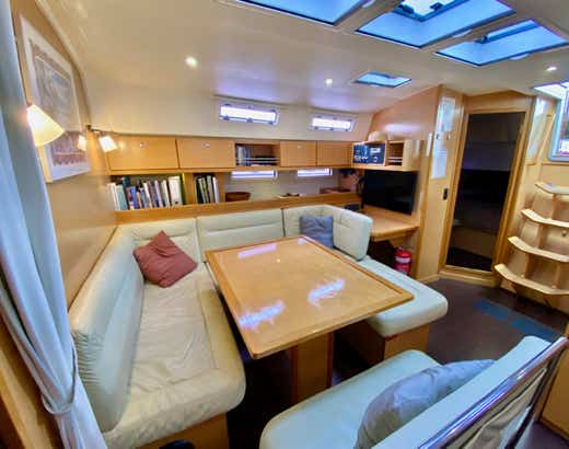 Saloon showing leather sofa and Smart TV