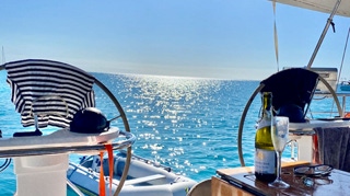 Lazy Champagne afternoon on  Sailing Yacht Curlew Escape, available for private yacht charters on Moreton Bay, Brisbane.