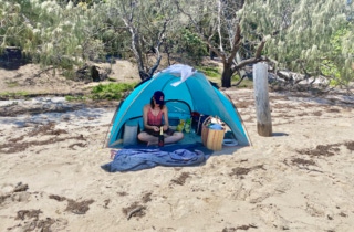 Enjoying the beach at Horseshoe Bay, Peel Island